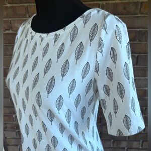 Soft Surroundings Top White Black Feather Small Cotton